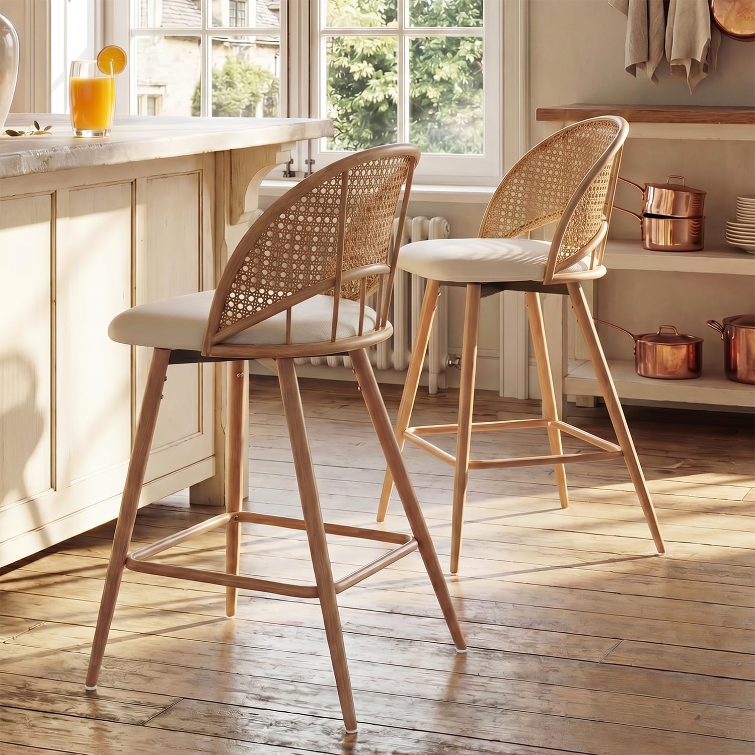 Handwoven Synthetic Rattan Bar Stool Bundles