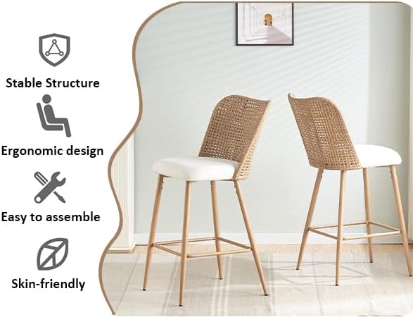 Rattan Bar Stools Set of 2