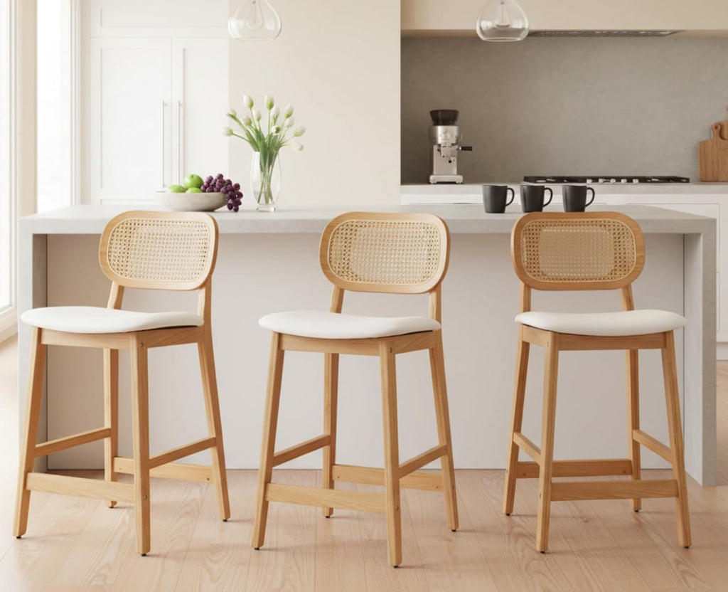 Rattan Bar Stools Set of 3