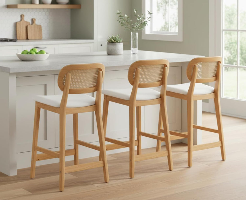 Rattan Bar Stools Set of 3
