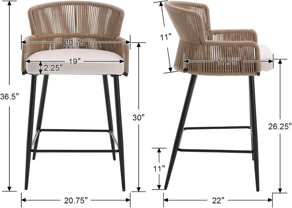 Woven Bar Stools Set of 3,