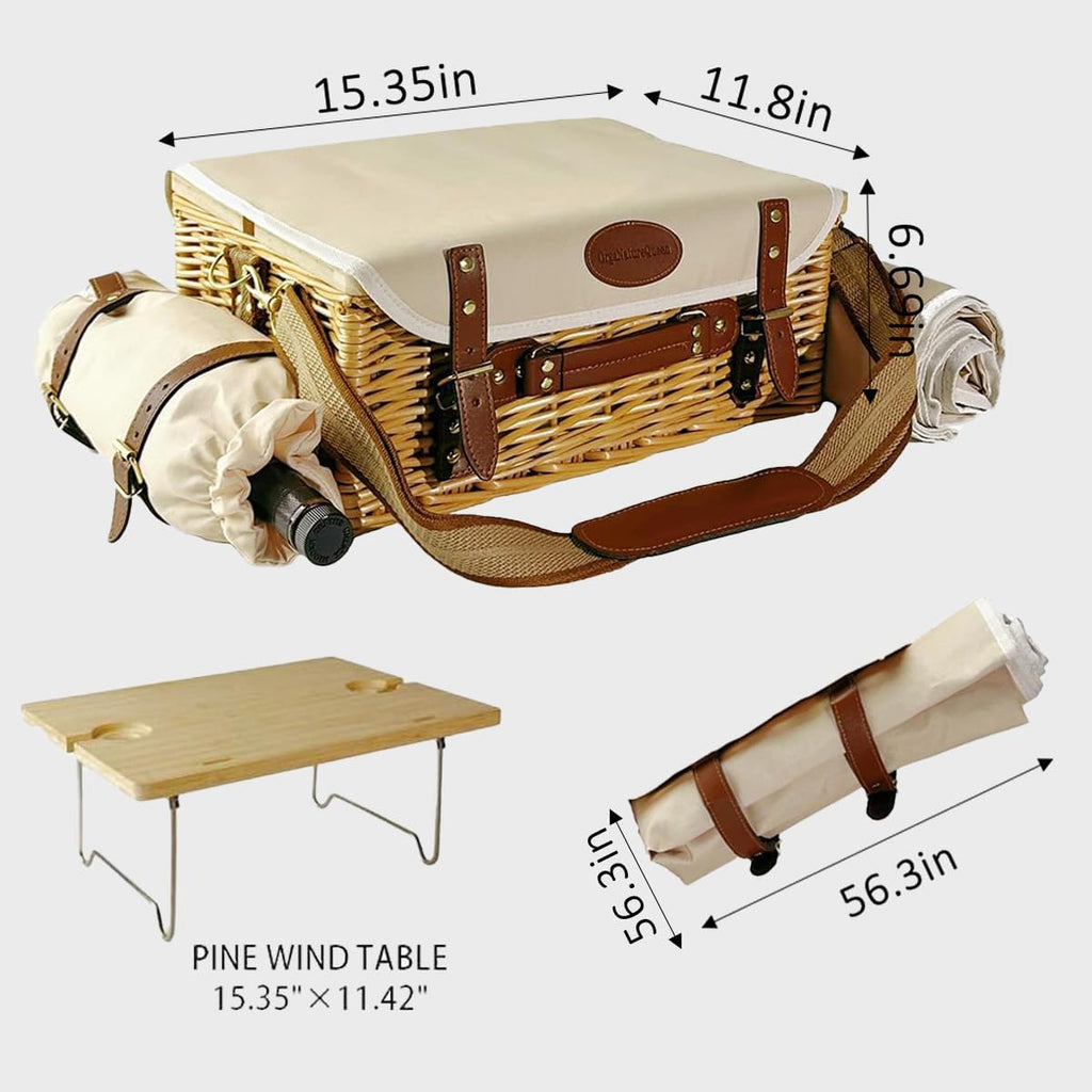 Multifunctional Wicker Picnic Basket Set