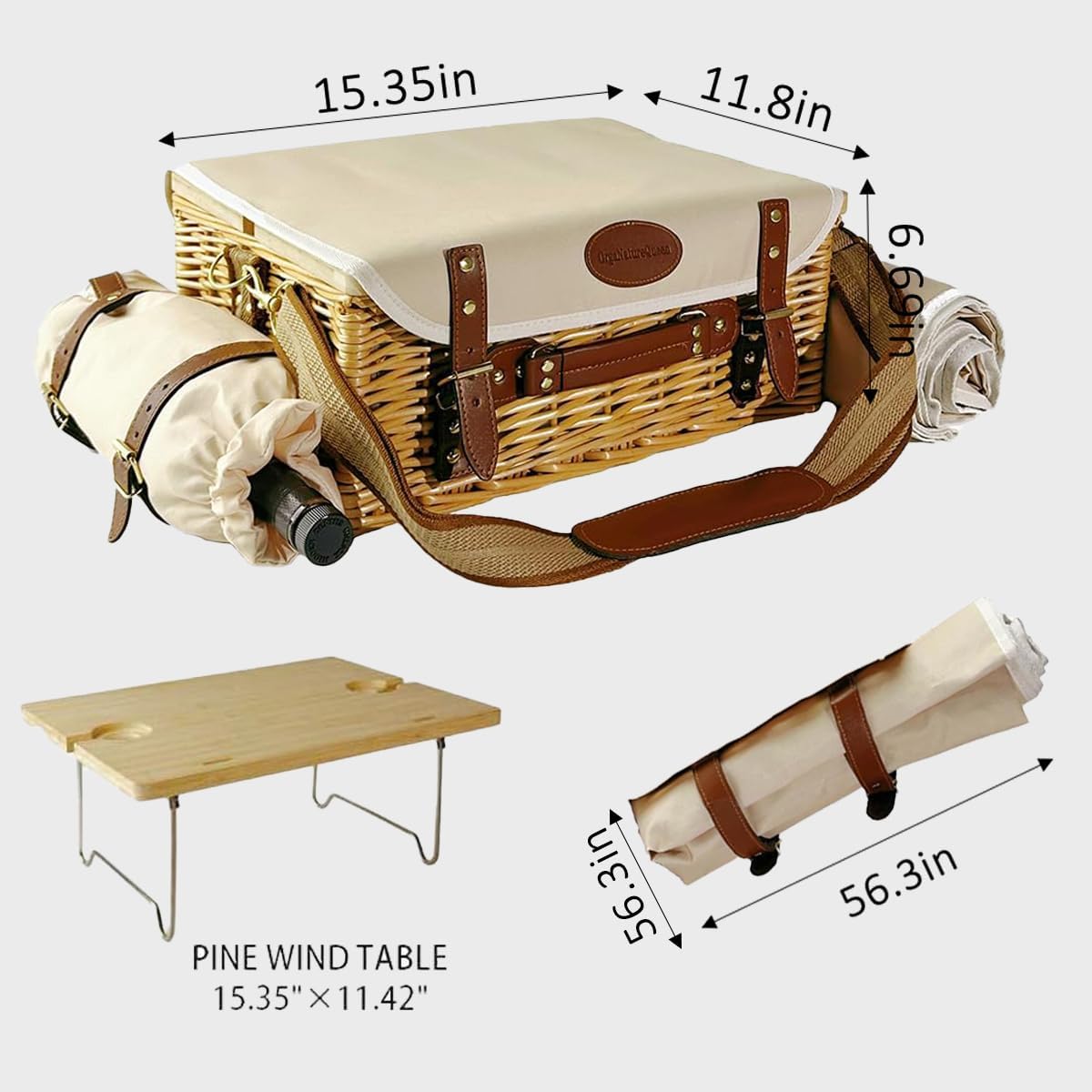 Multifunctional Wicker Picnic Basket Set
