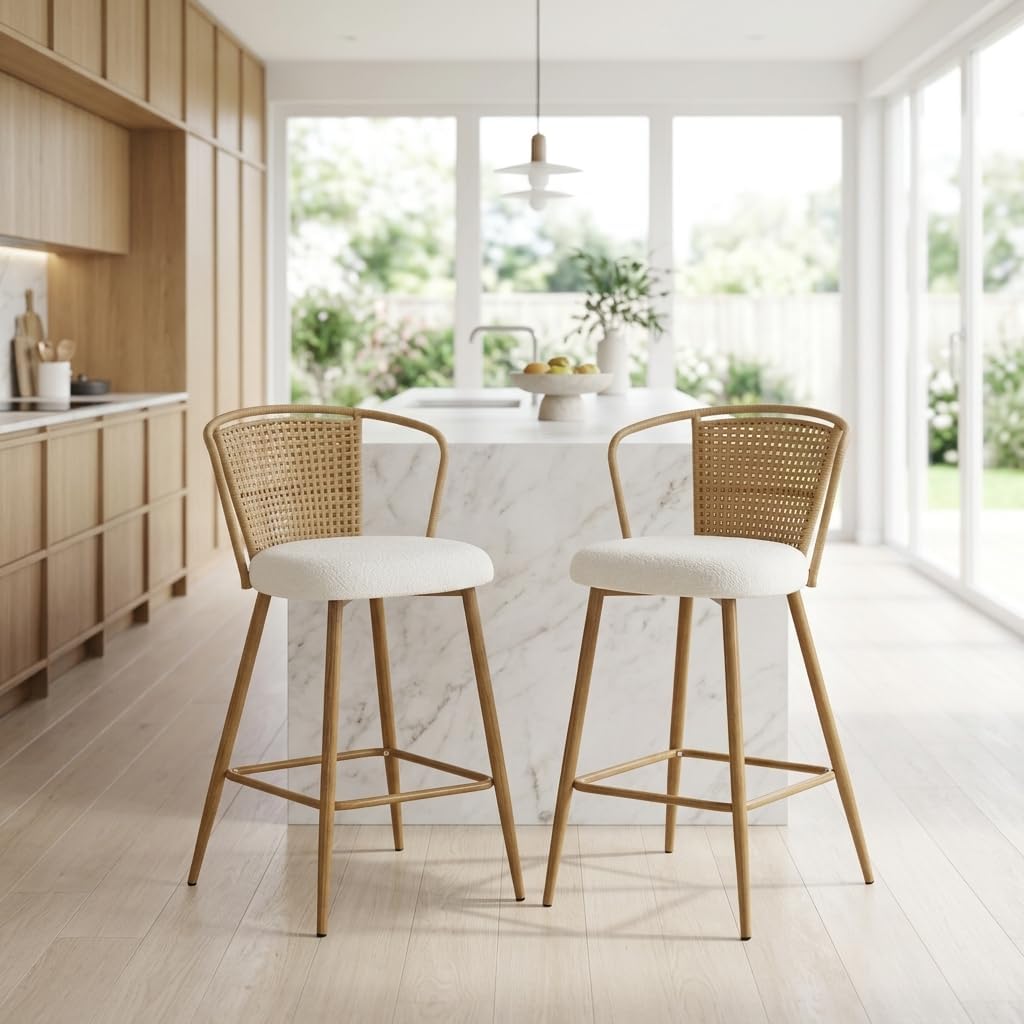 Rattan Bar Stools Set of 2