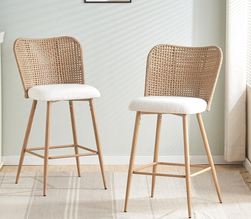 Rattan Bar Stools Set of 2