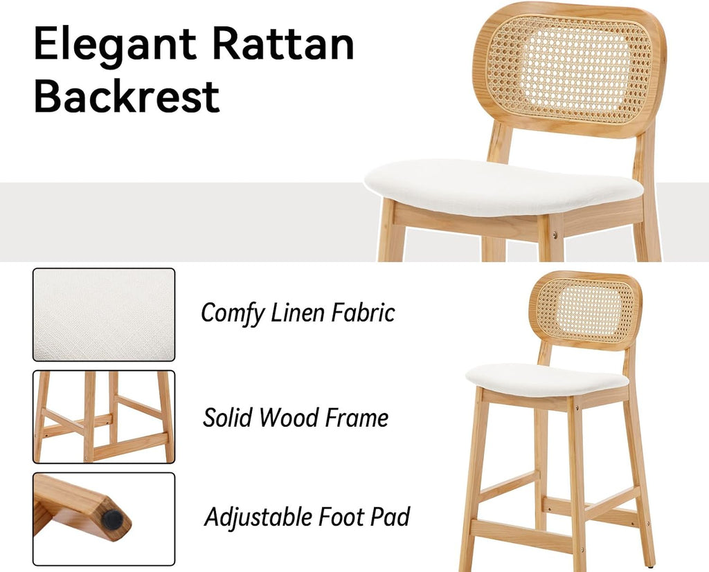 Rattan Bar Stools Set of 3