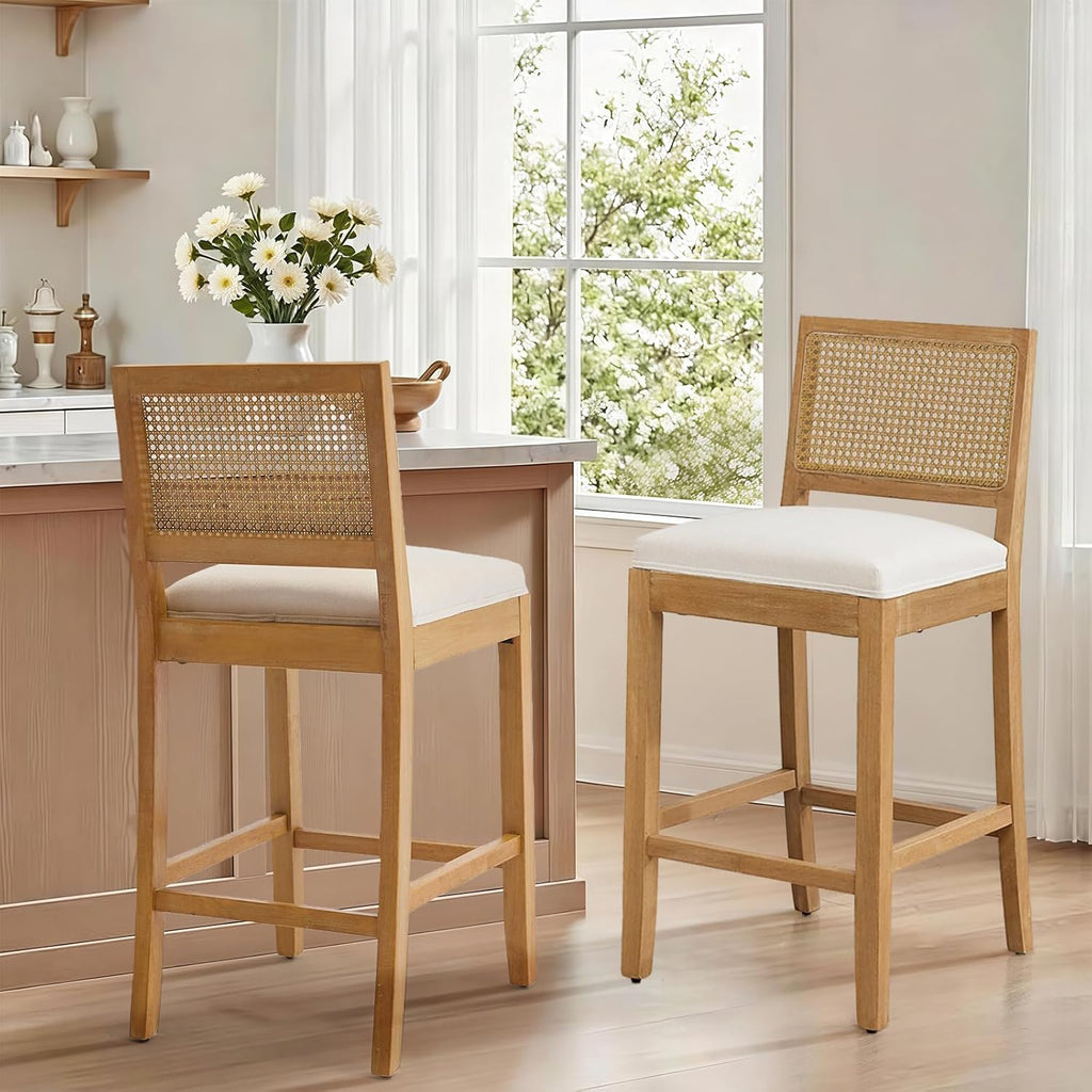 Rattan Counter Bar Stools Set of 2