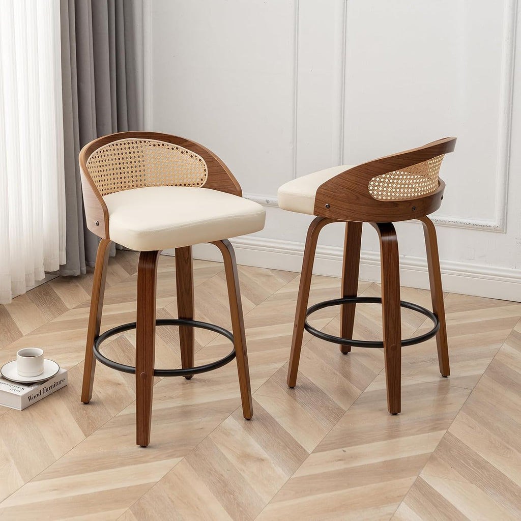 Swivel Rattan Bar Stools Set of 3