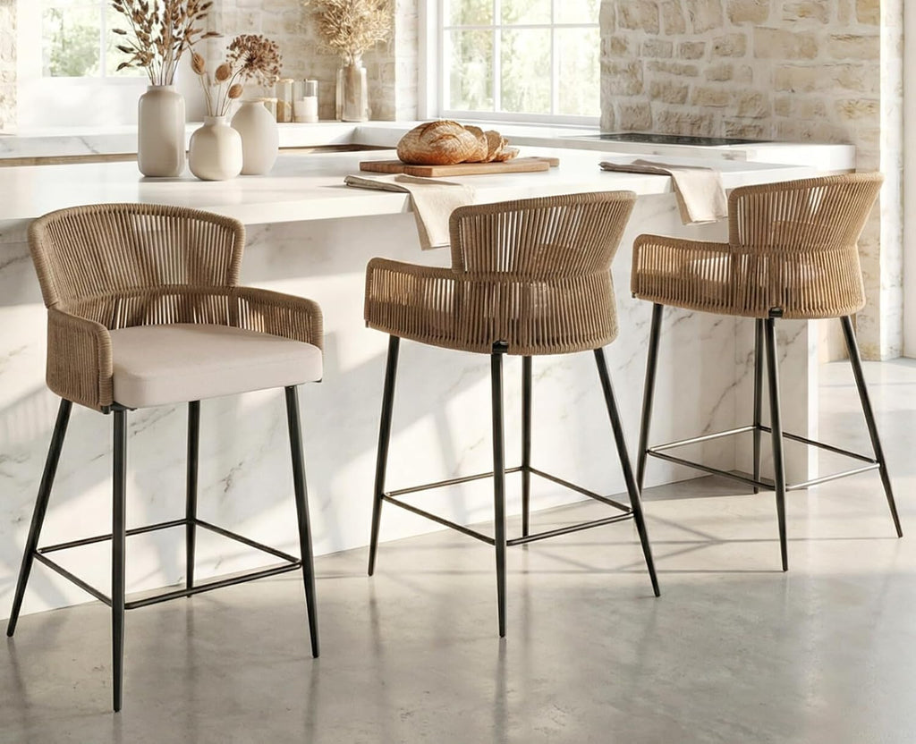Woven Bar Stools Set of 3,