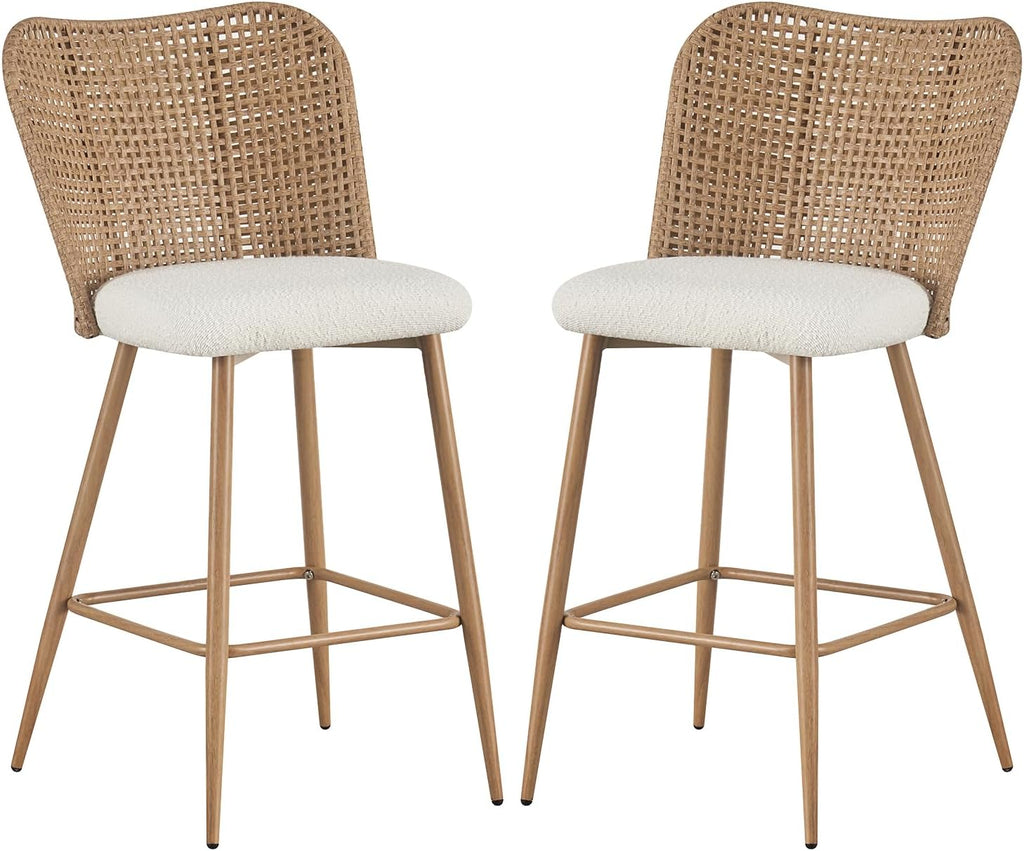 Rattan Counter Height Bar Stools Set of 2