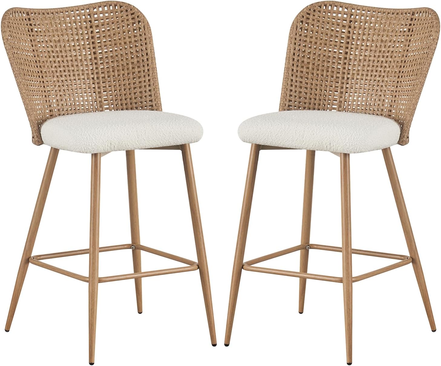 Rattan Counter Height Bar Stools Set of 2