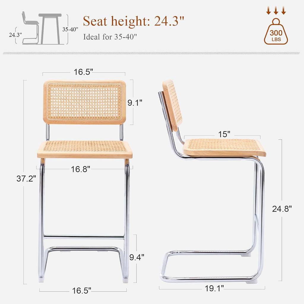 Natural Rattan Counter Stools Set of 2
