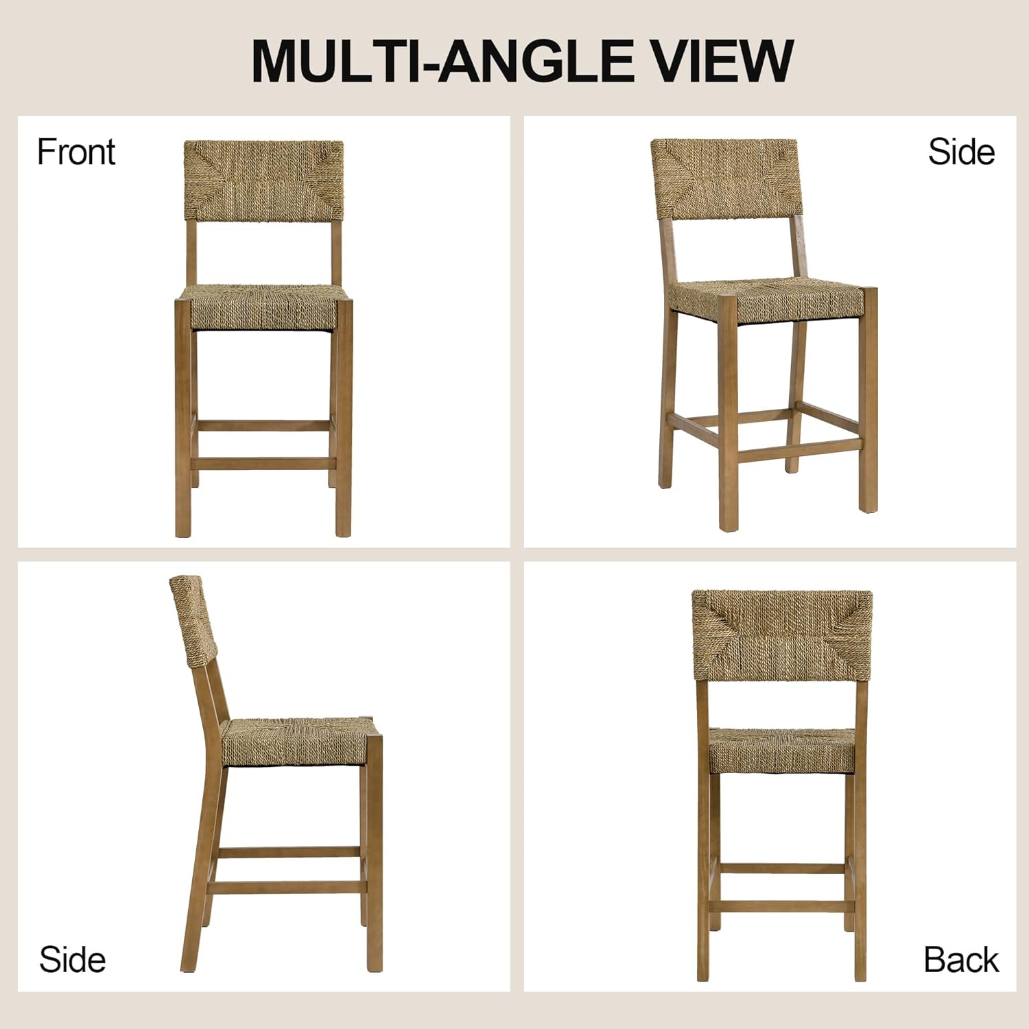 Rattan Bar Stools Set of 4