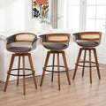 Set of 3 Rattan Swivel Bar Stools