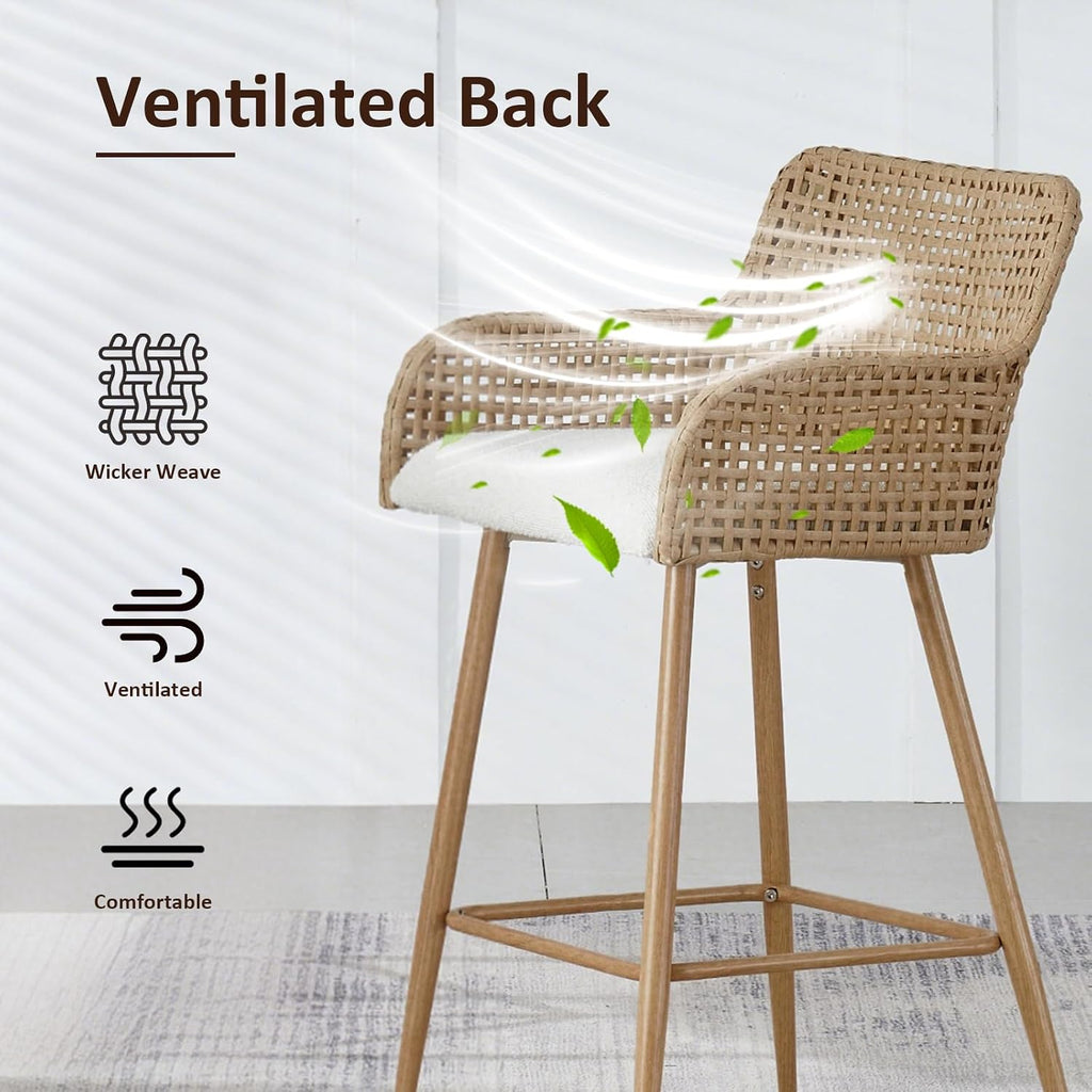 Rattan Bar Stools Set of 2
