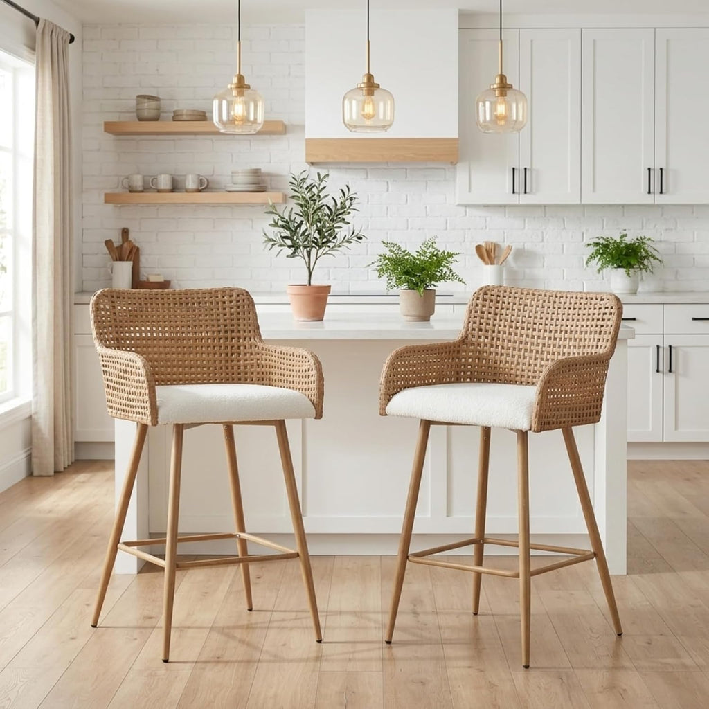 Rattan Bar Stools Set of 2