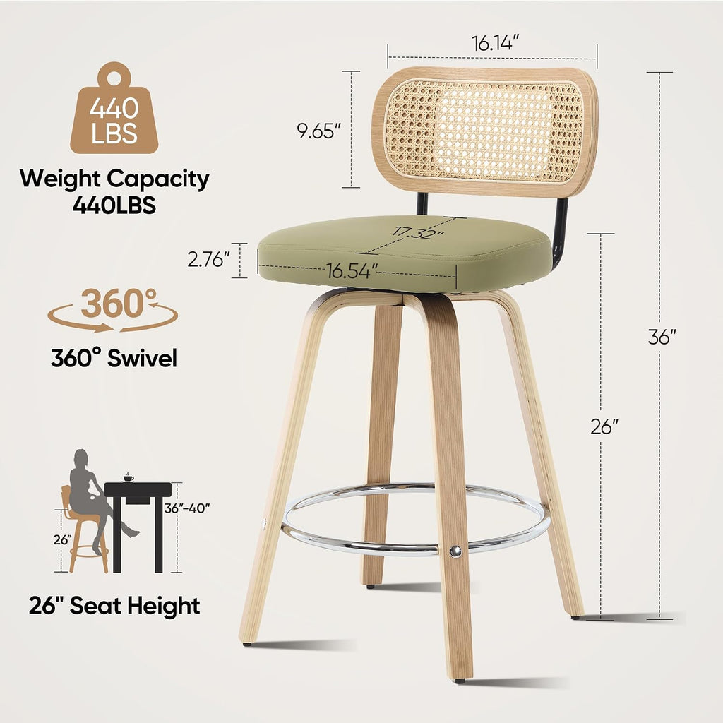 Rattan Bar Stools Set of 2