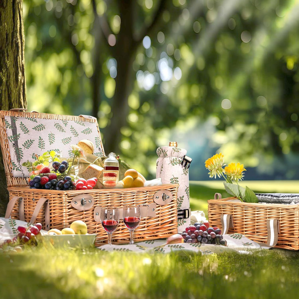 Dual Wicker Picnic Basket Set