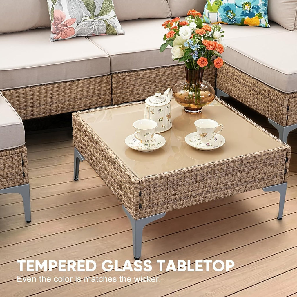5 Piece Wicker Patio Furniture Set