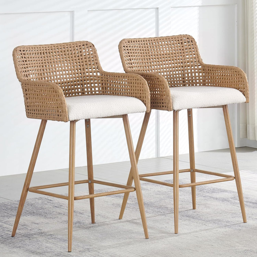 Rattan Bar Stools Set of 2