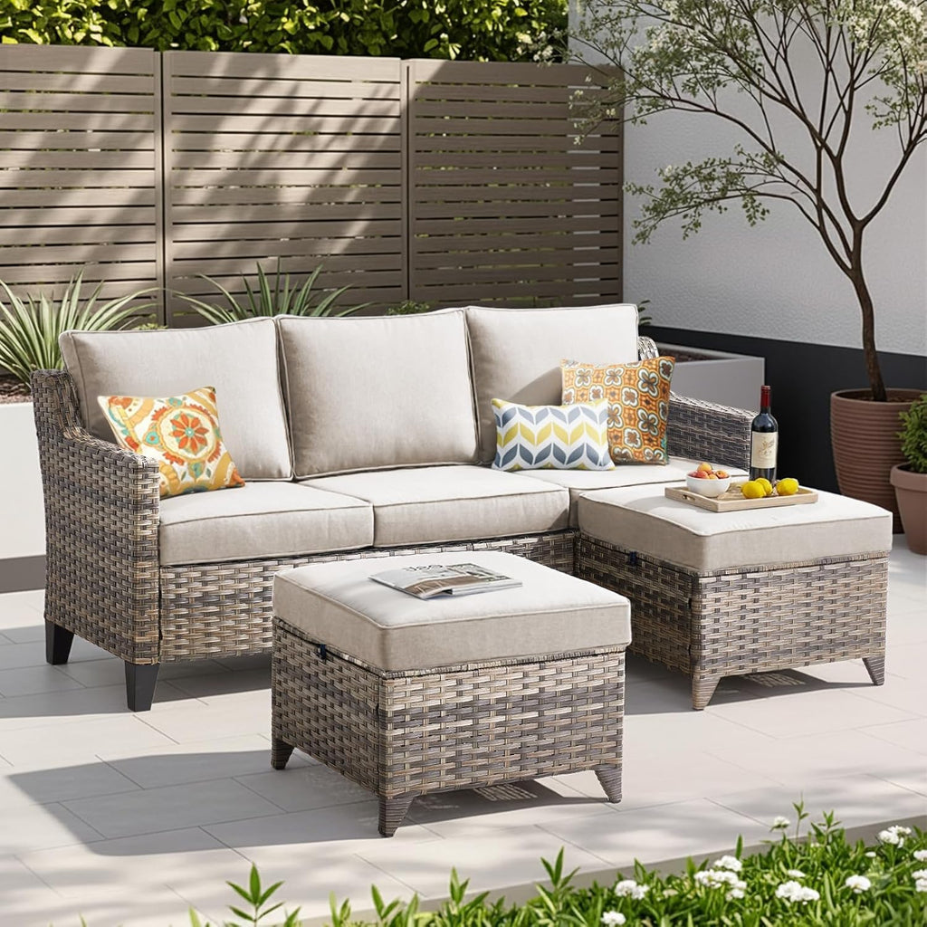3 Pieces Patio Furniture Sofa Set