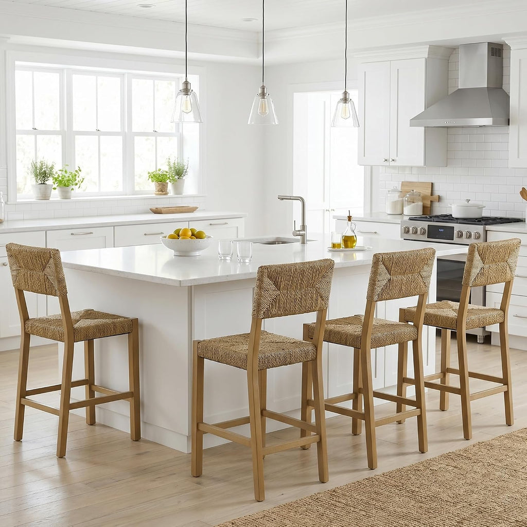 Rattan Bar Stools Set of 4