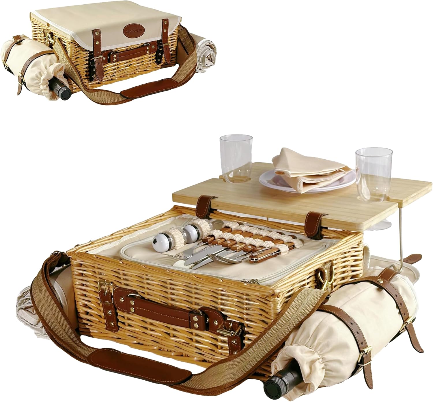 Multifunctional Wicker Picnic Basket Set