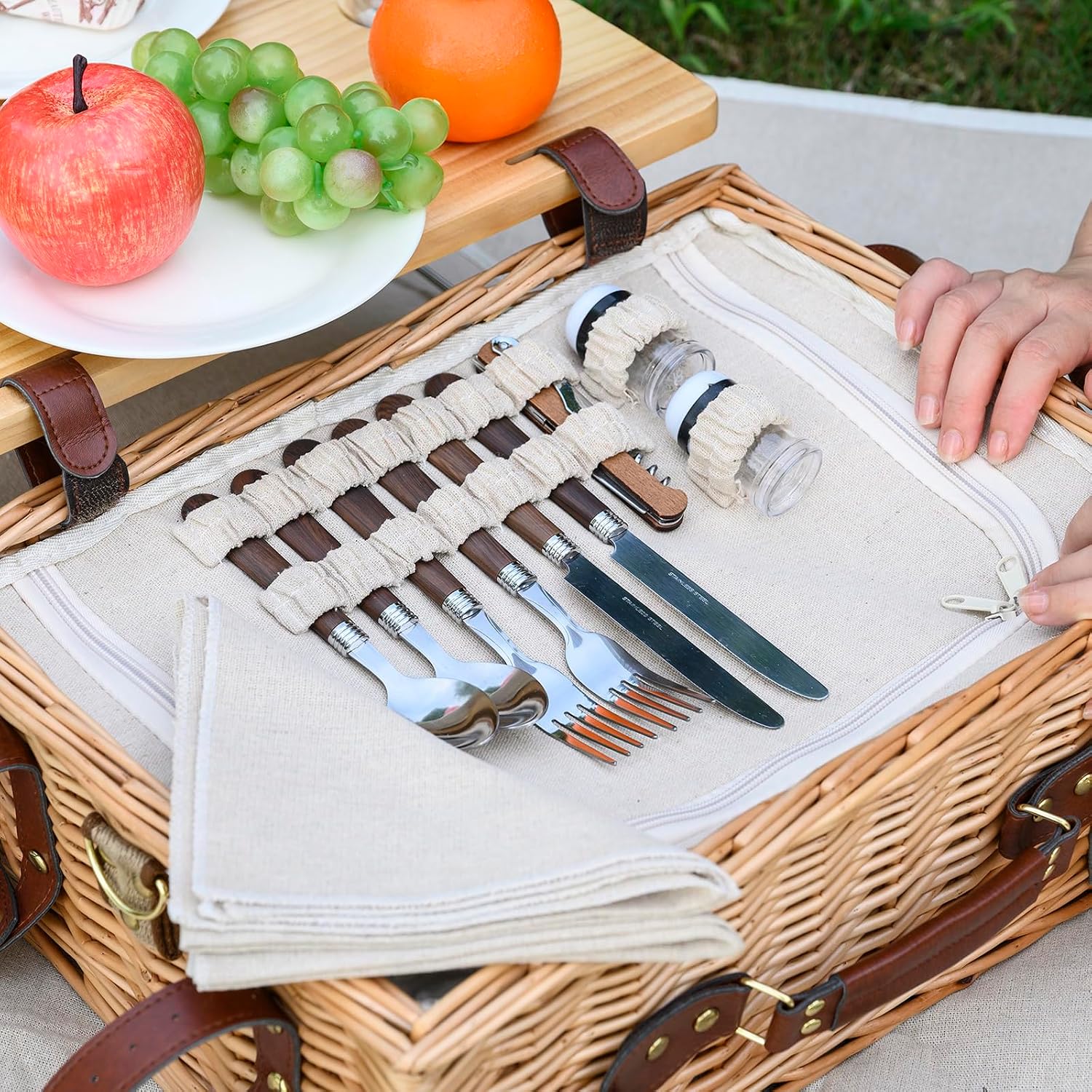 Multifunctional Wicker Picnic Basket Set