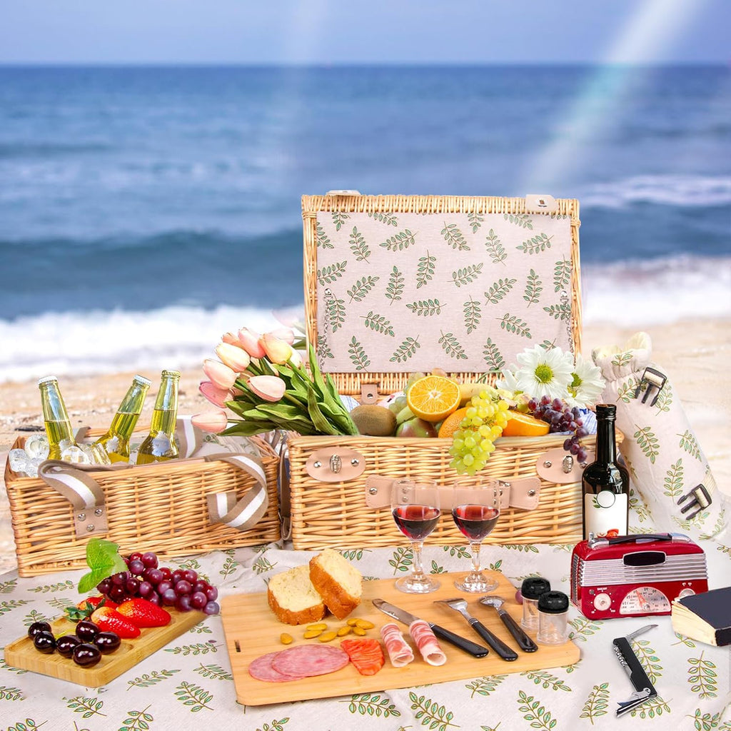 Dual Wicker Picnic Basket Set