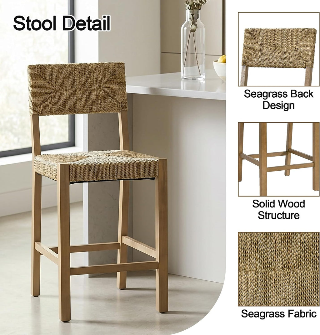 Rattan Bar Stools Set of 4