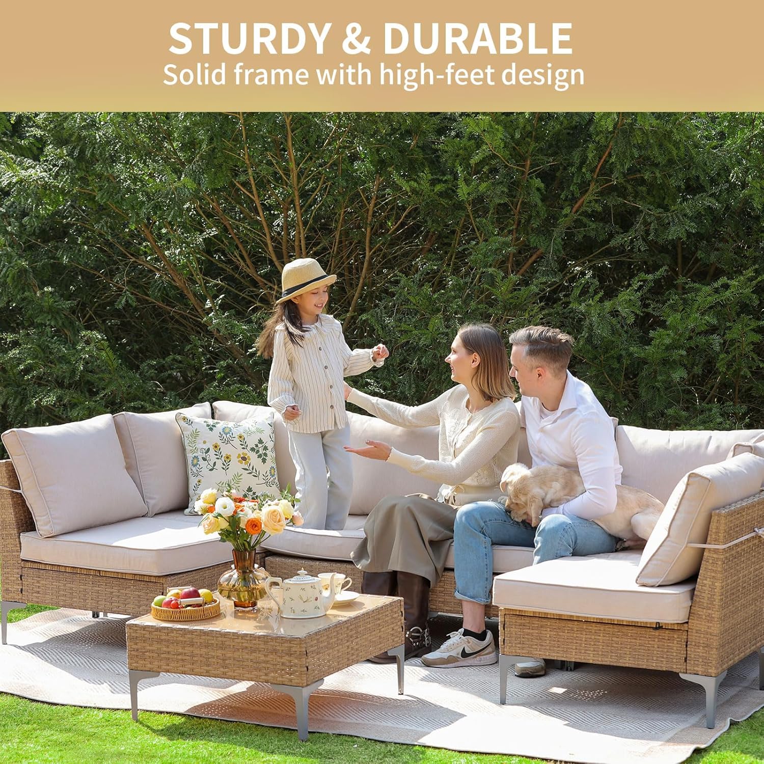 5 Piece Wicker Patio Furniture Set