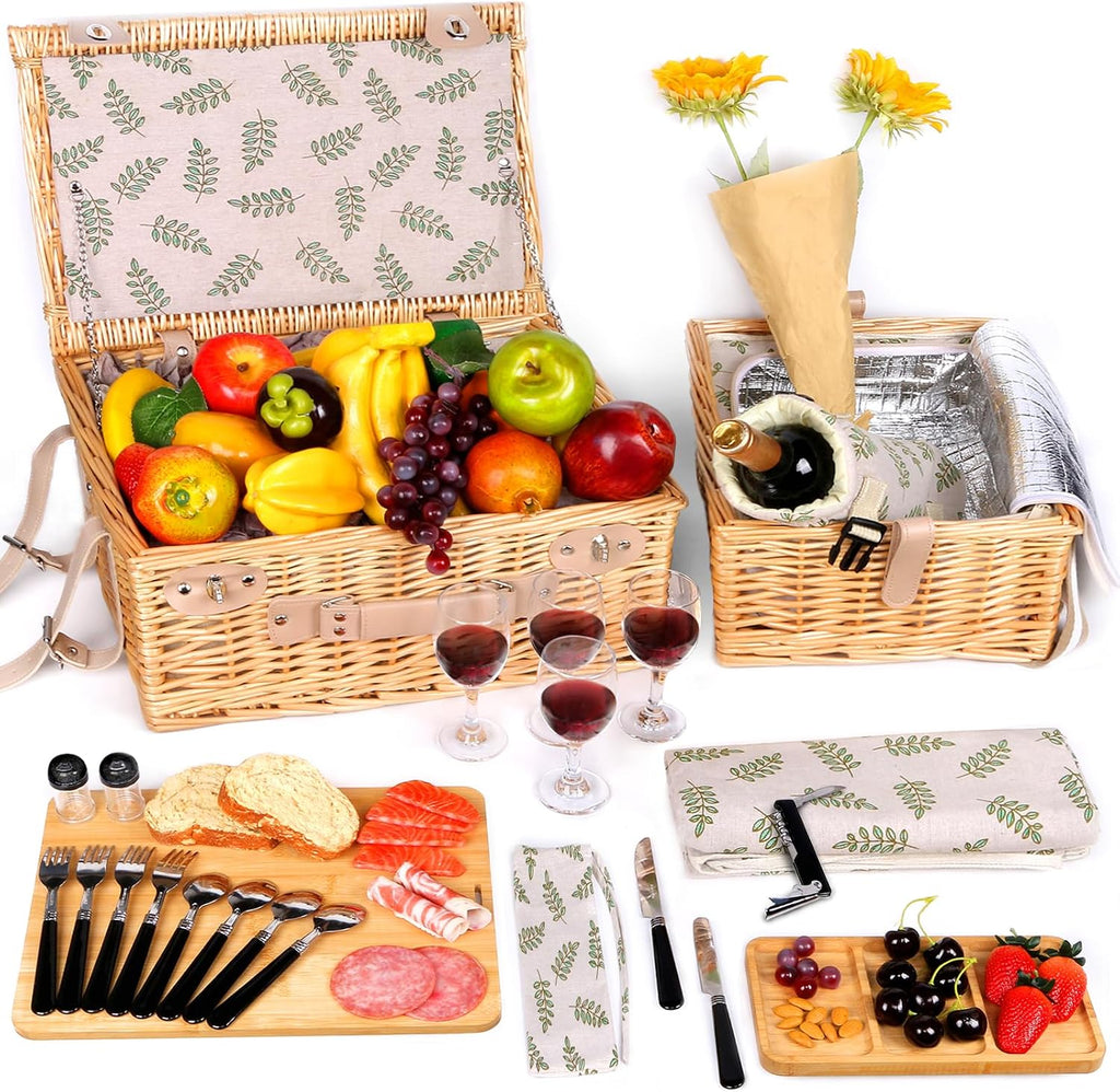 Dual Wicker Picnic Basket Set