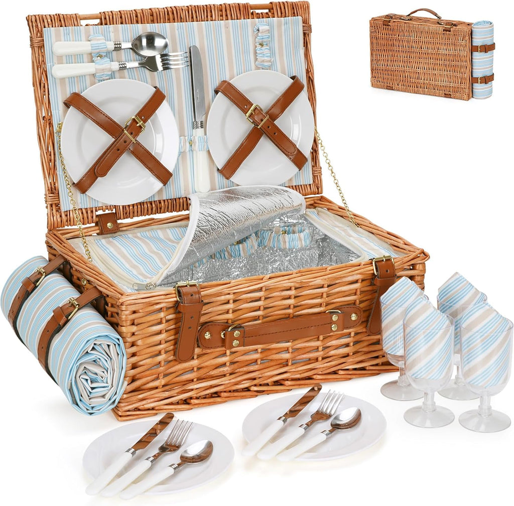 Wicker Picnic Basket Set