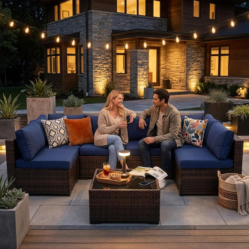 7 Pieces Outdoor Sectional Sofa Patio