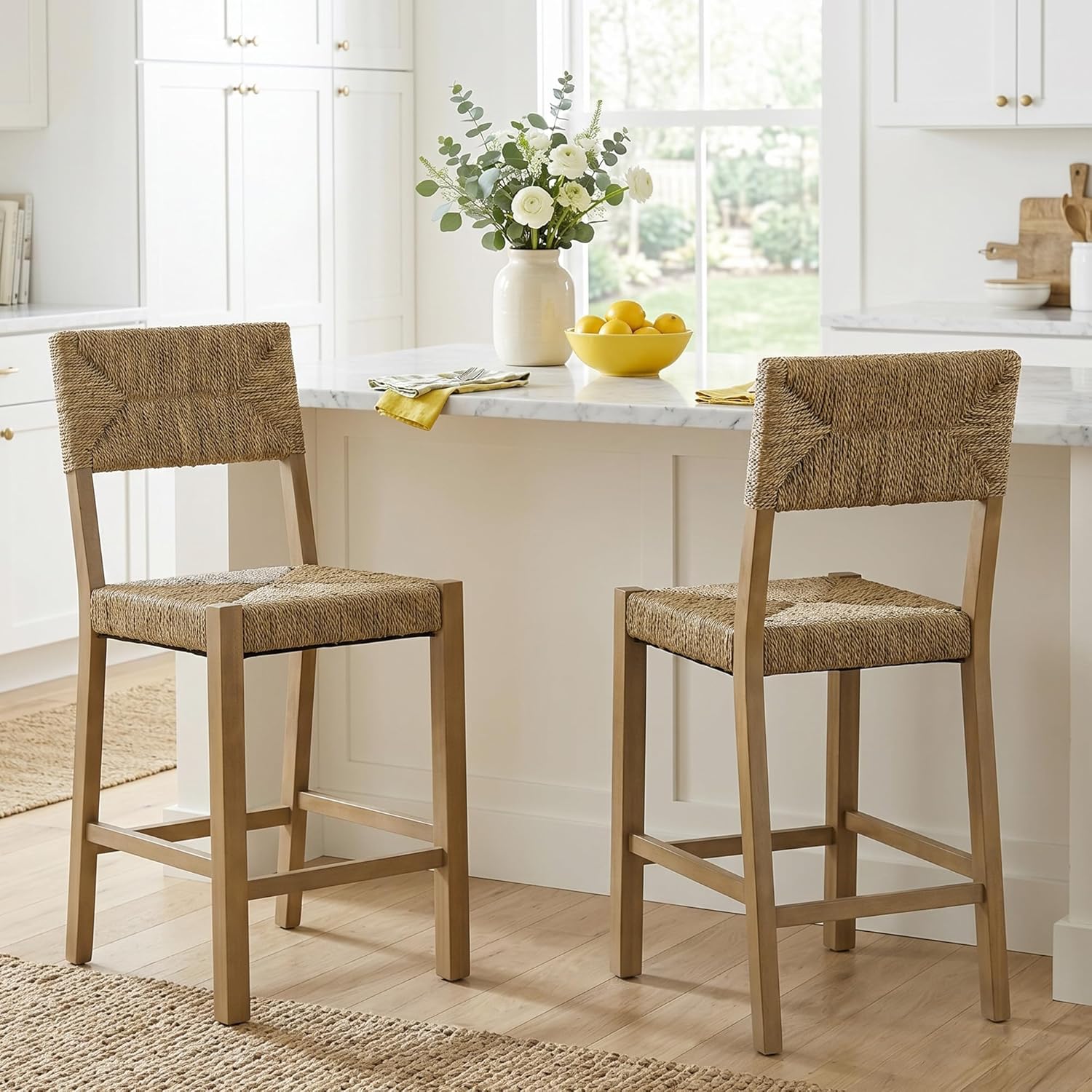 Rattan Bar Stools Set of 4