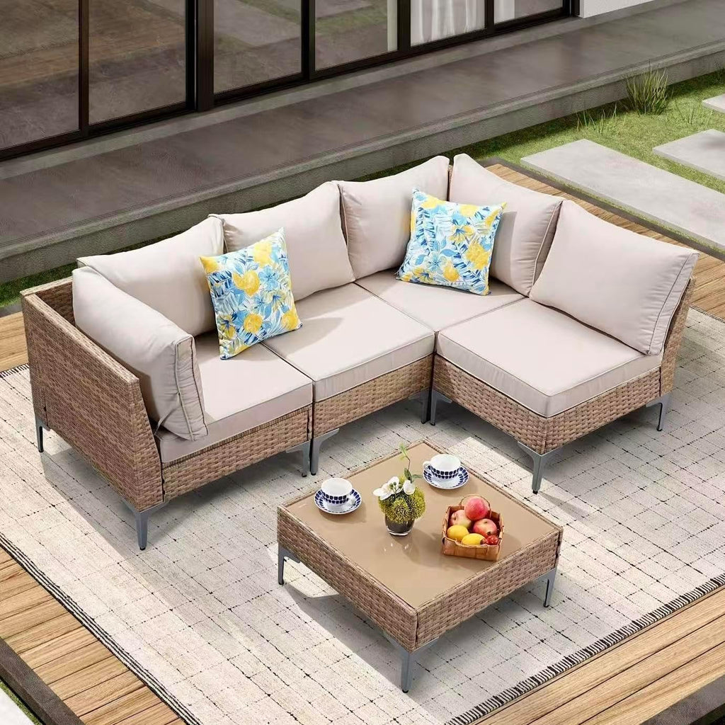 5 Piece Wicker Patio Furniture Set