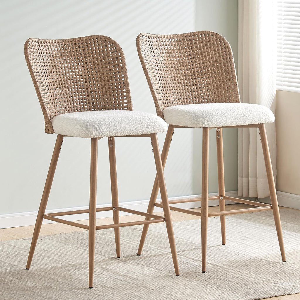 Rattan Bar Stools Set of 2