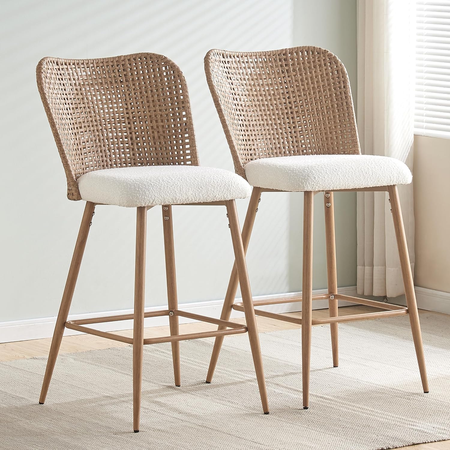 Rattan Bar Stools Set of 2