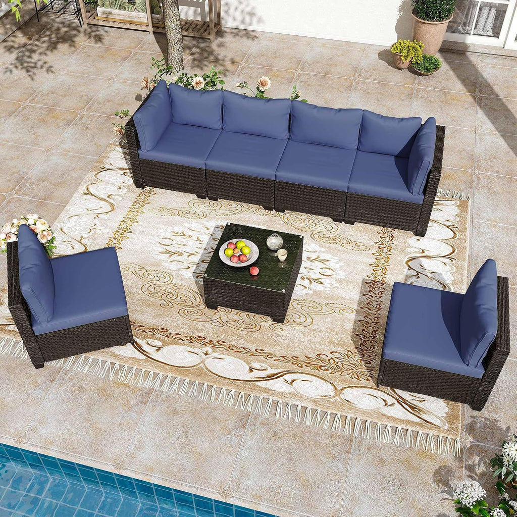 7 Pieces Outdoor Sectional Sofa Patio
