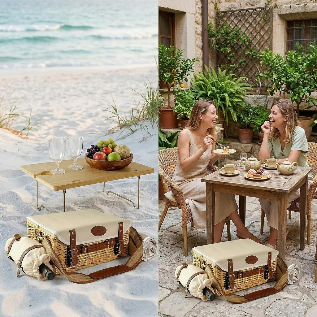 Multifunctional Wicker Picnic Basket Set